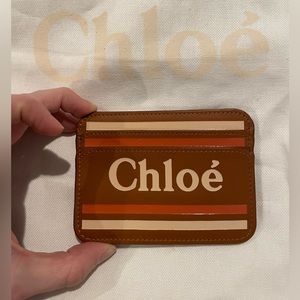 Chloe Smooth Calfskin Logo Vick Card Holder Caramel